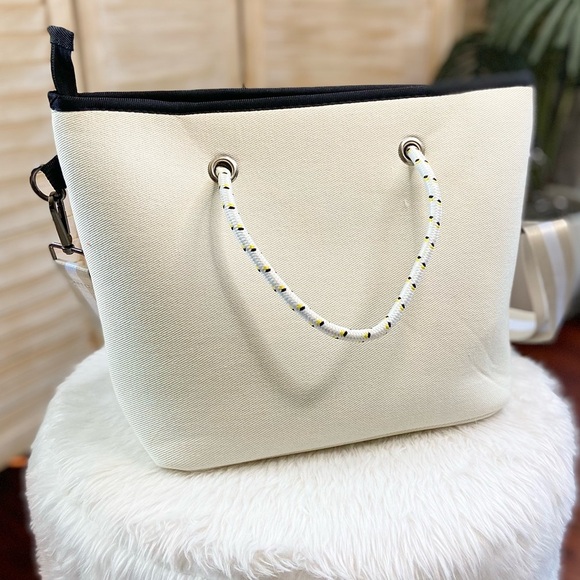 Ivory Canvas Shoulder Bag - Picture 3 of 8